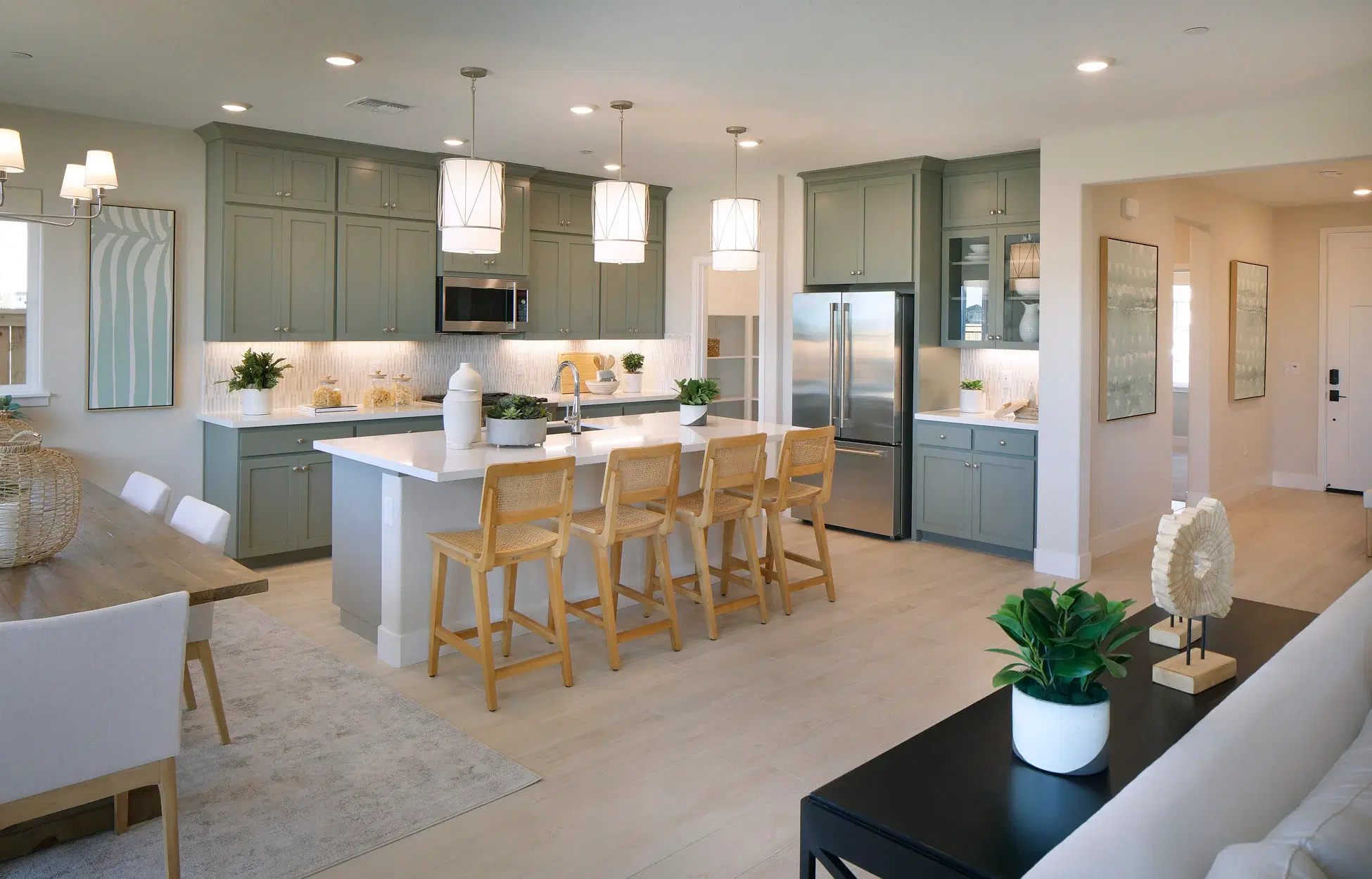 Kitchen with organized pantry and custom cabinetry