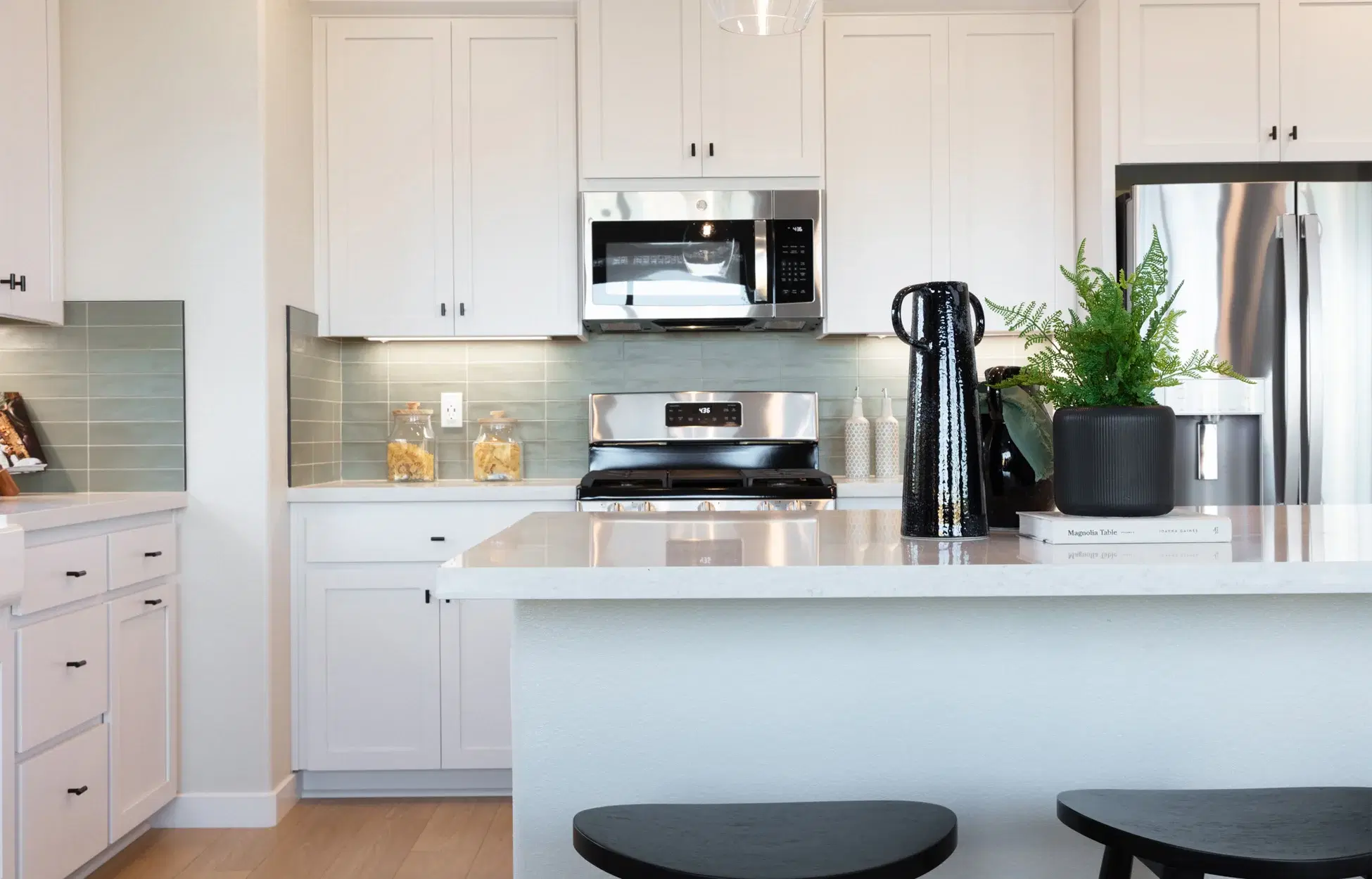 Compact kitchen with efficient storage solutions