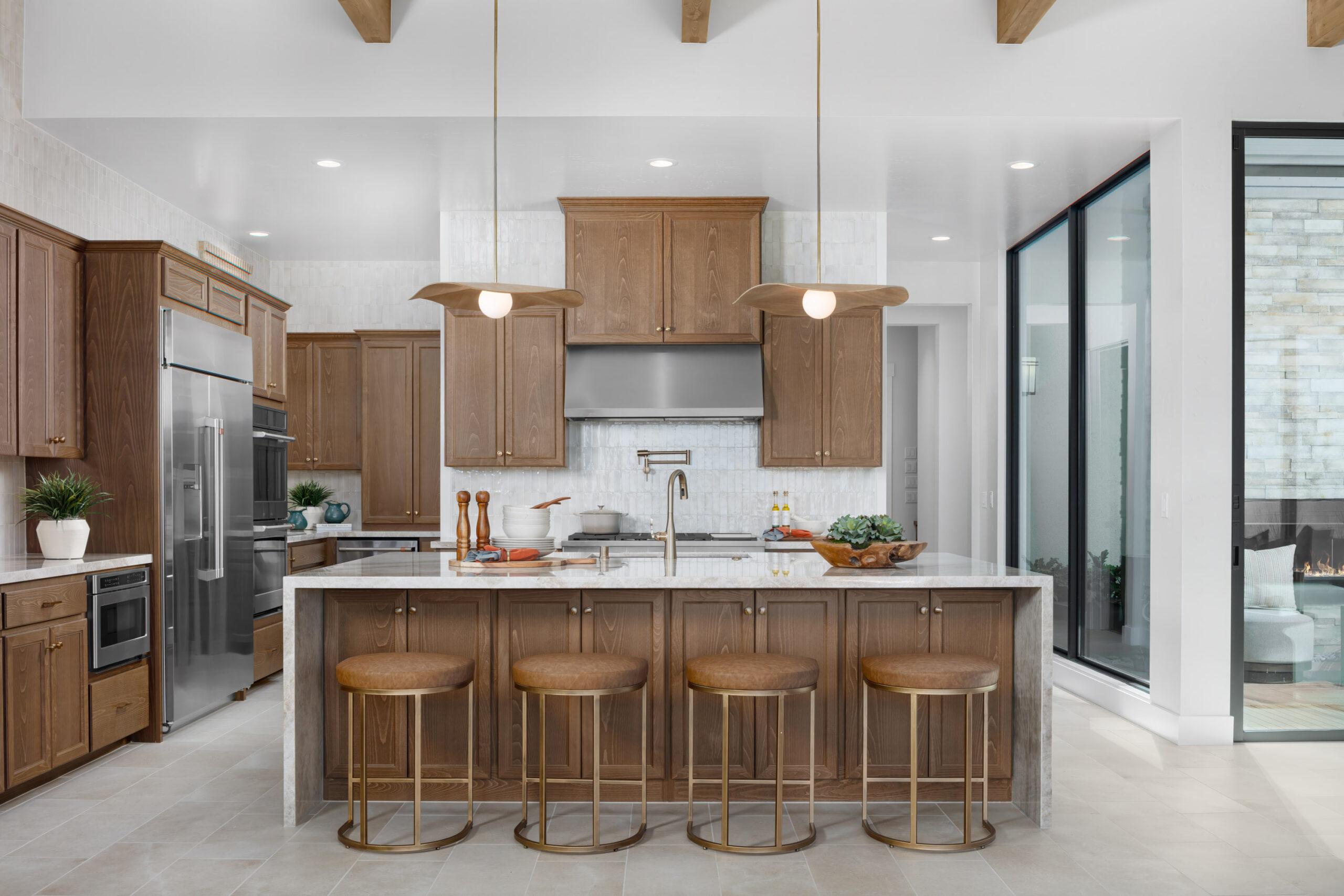 Open concept kitchen and dining area with natural lighting